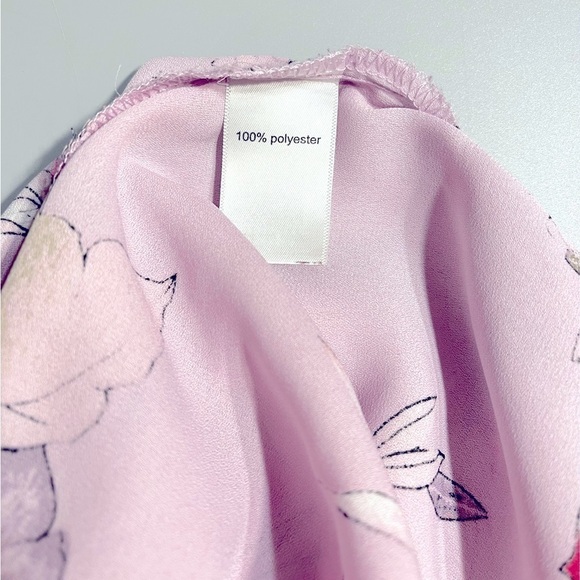 Maurices Floral Blouse Size Medium Ruffled Sleeves Tie Sides Lavender Chiffon - Picture 9 of 9